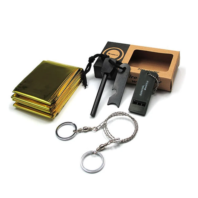 New products outdoor camping professional hiking emergency gear 4 in 1 natural disasters  bag mini survival kit box