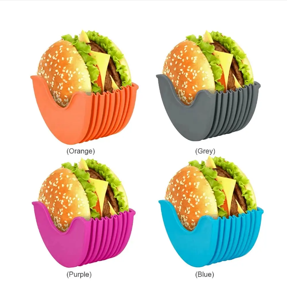 WSY Kitchen Accessories Burger Buddy Utensils TPR Cheeseburger Holder Box Hamburger Packaging Reusable Silicone Burger Holder