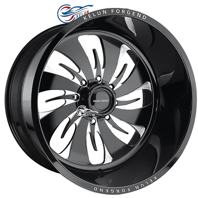 28x16 30x16 20x10 20x12 22x10 22x12 -44 6x135/6x139.7 Black Milling Window High Quality offroad forged Wheel Car Alloy Wheels