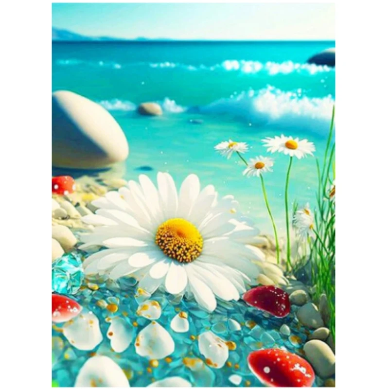 Customized Needlework 11CT 14CT Cross Stitch Sea Scenery DIY Gift Embroidery Flower Printed Canvas Art Kits Home Decoration