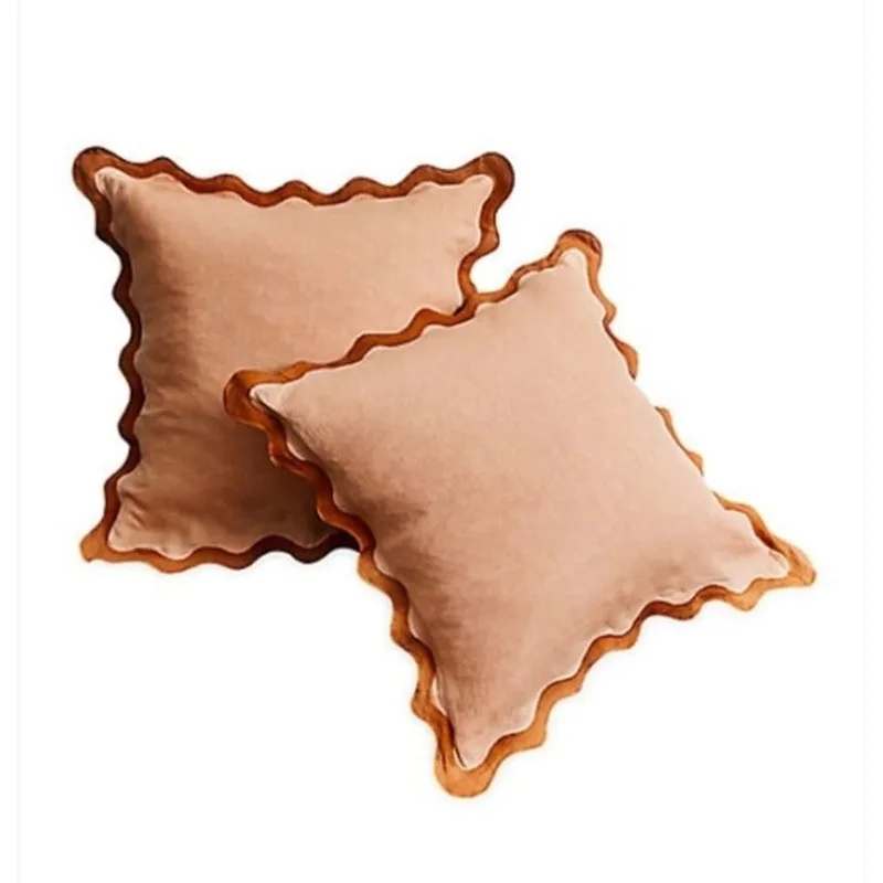 Factory 45x45cm Cushion Cover Vintage  embroidered scalloped Linen Pillow Cover Decorative Throw Pillow Cover