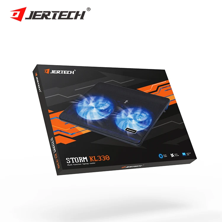 JERTECH KL330 Rgb Laptop Cooling Pad 2 Cooling Fans Ergonomic Comfort Notebook Cooler Light-weight Gaming Laptop Cooler Stand
