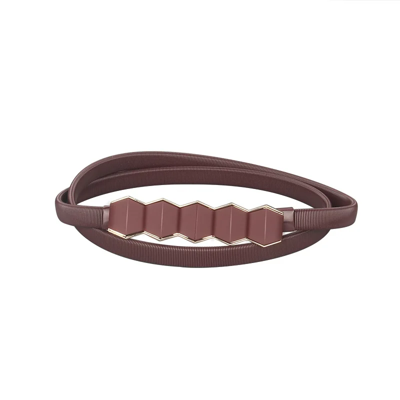 Summer Elegant Geometric Pattern Alloy Women Stretchy Waist Belts Skinny Ladies Belts