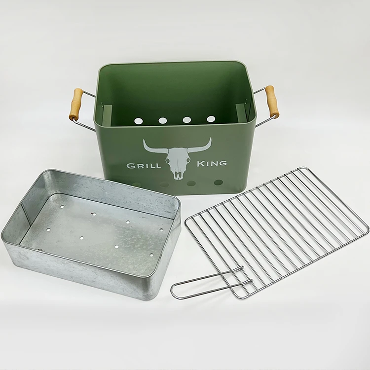 Camping Mini Grill Squad Bucket Shape Barbecue Grill Outdoor Charcoal BBQ Grill