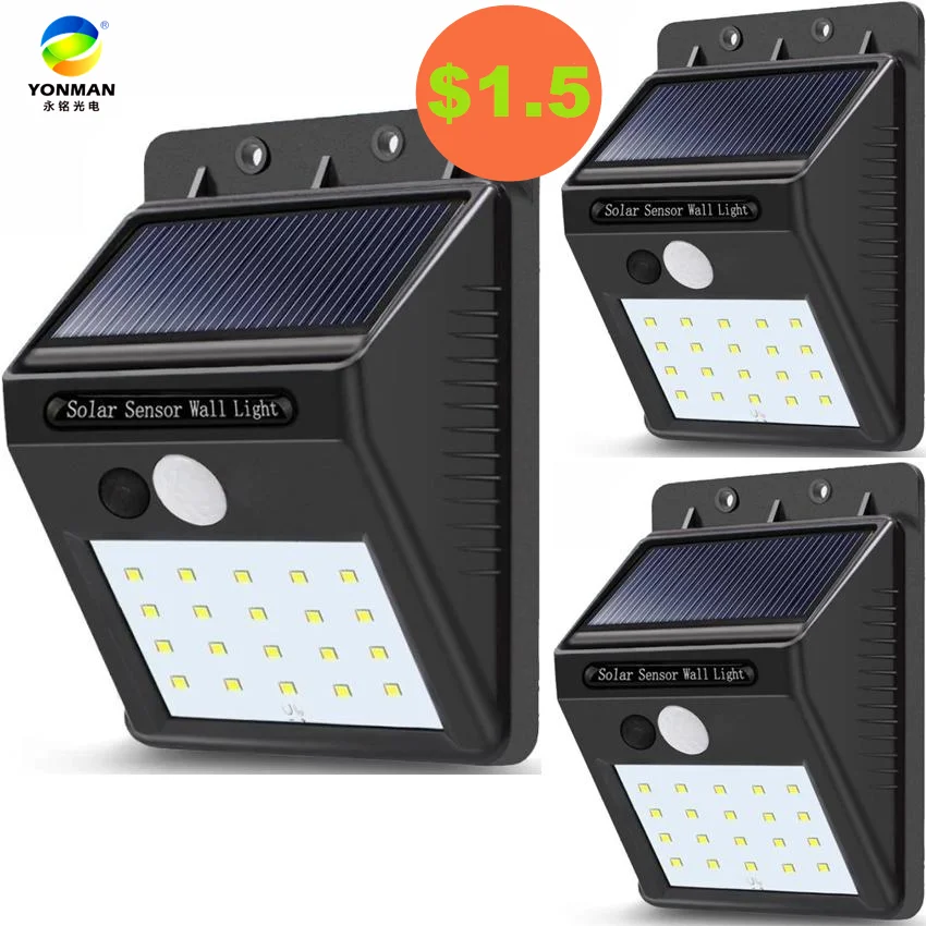 
Modern outdoor waterproof wall light smart sensor solar powered led garden lights 