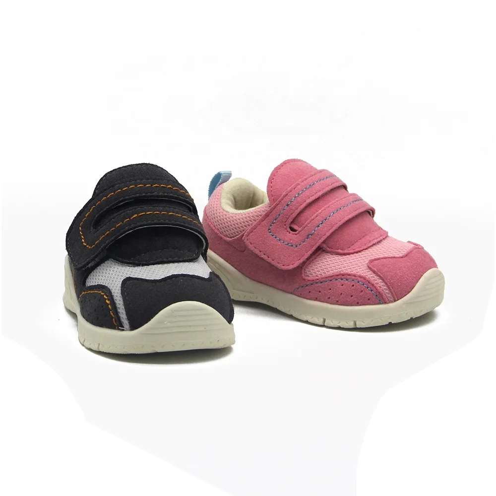 Factory customized high quality soft mesh upper and micro PU leather super stable toddler shoes for baby