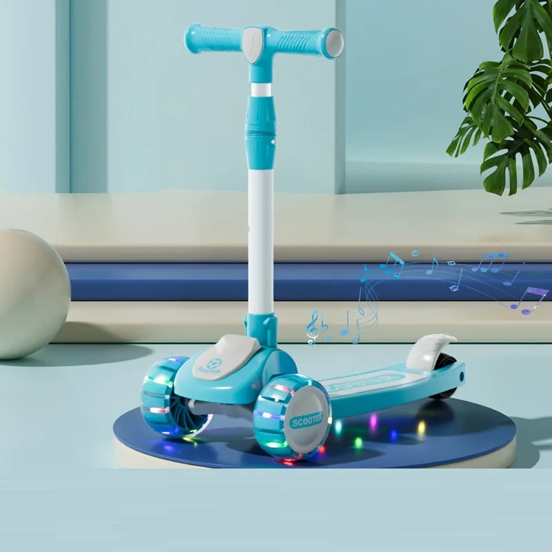 Factory Direct Selling Electric Scooter Flash Wheels Foldable Scooter With Music