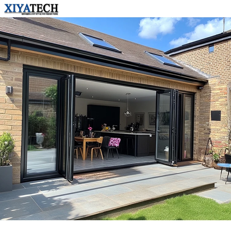 XIYATECH Patio Double Glass Exterior Accordion folding door Wholesale Front Residential Entry doors Aluminium Bifold doors