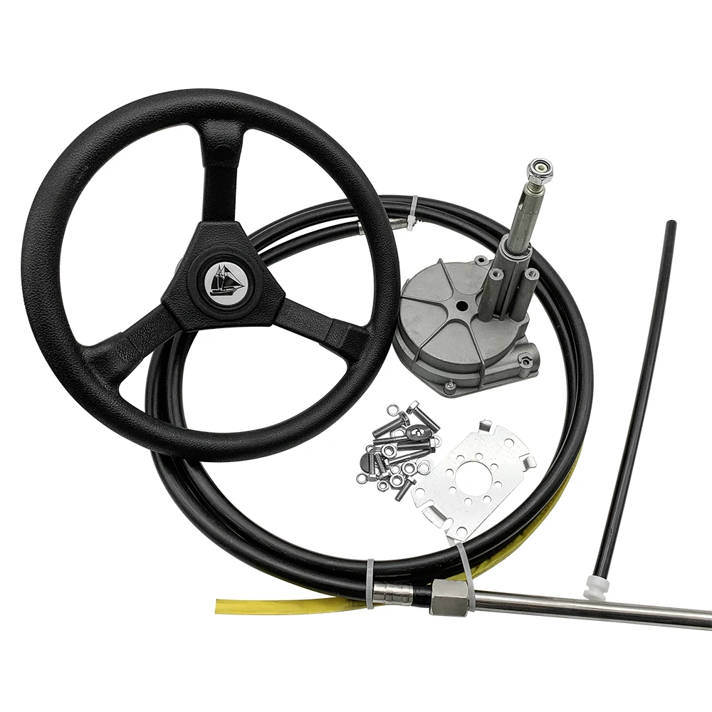 Boat Accessories Outboard Steering Cable 12 Feet Mechanical Planetary Gear Steering Kit Wheel For Boat Steering System