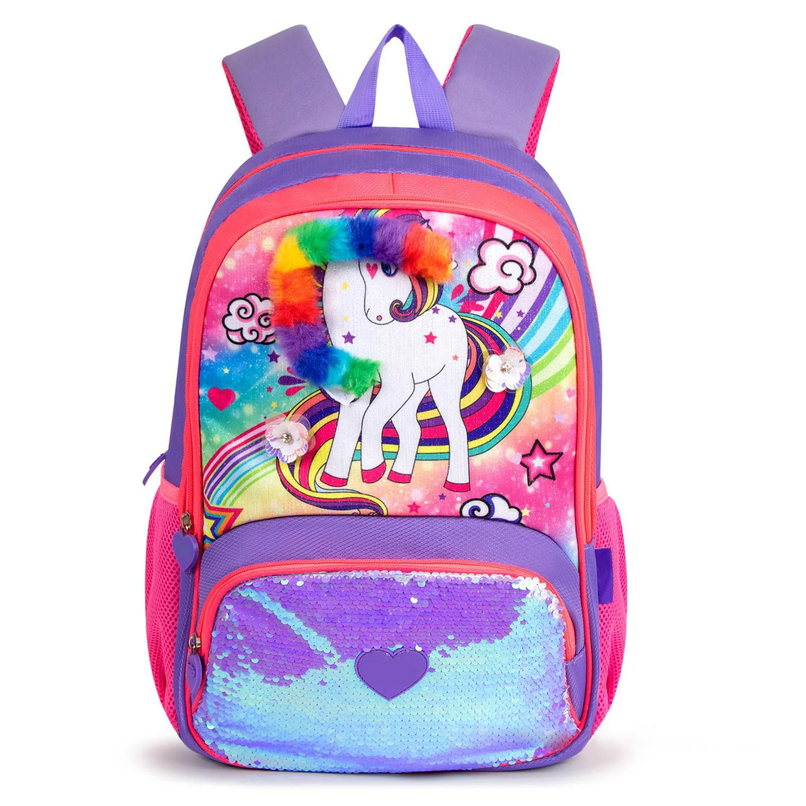 Sparkly Lightweight Unicorn School Backpack Reversible Sequin For Girl Glitter Back Pack Shining Bags