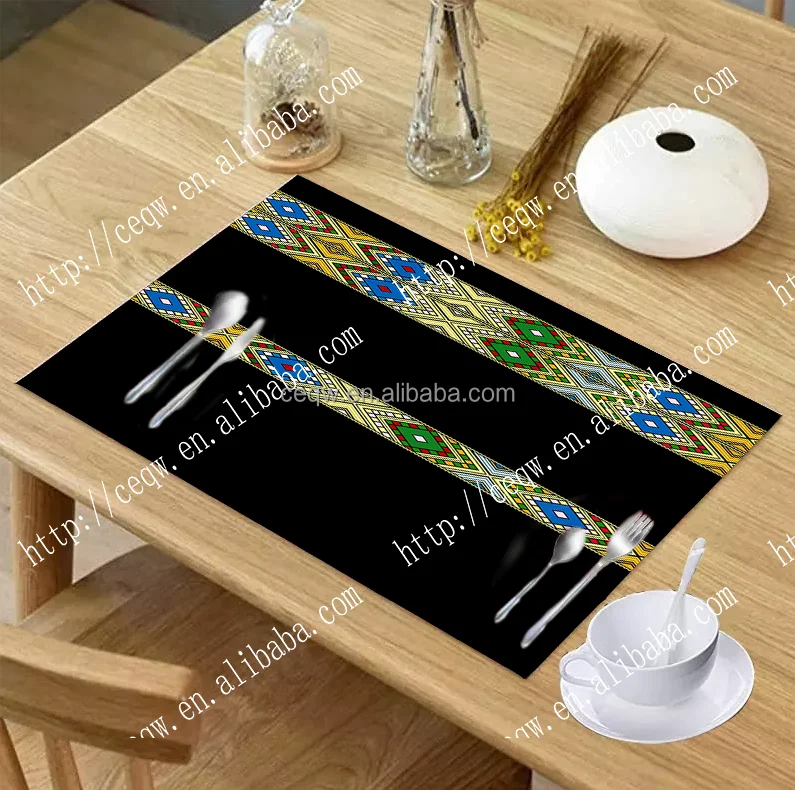 Wholesale Custom Traditional Ethiopian design Placemat coffee mat for habesha decor