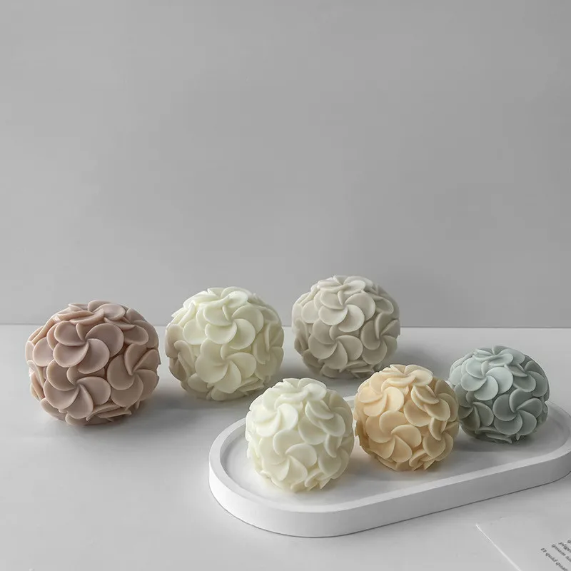 Y377 Handmade Flower Ball Scented Candle Silicone Mold
