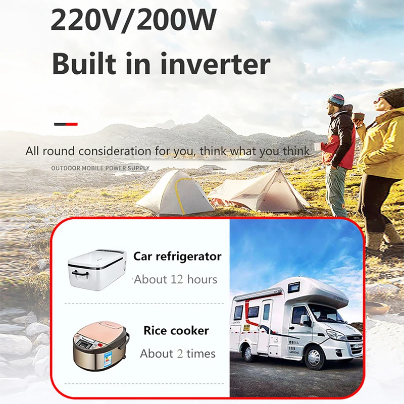 68000mAh Generator Battery Charger 200W-250W Portable Power Station Outdoor Emergency Power Supply Camping Power Bank Inverter