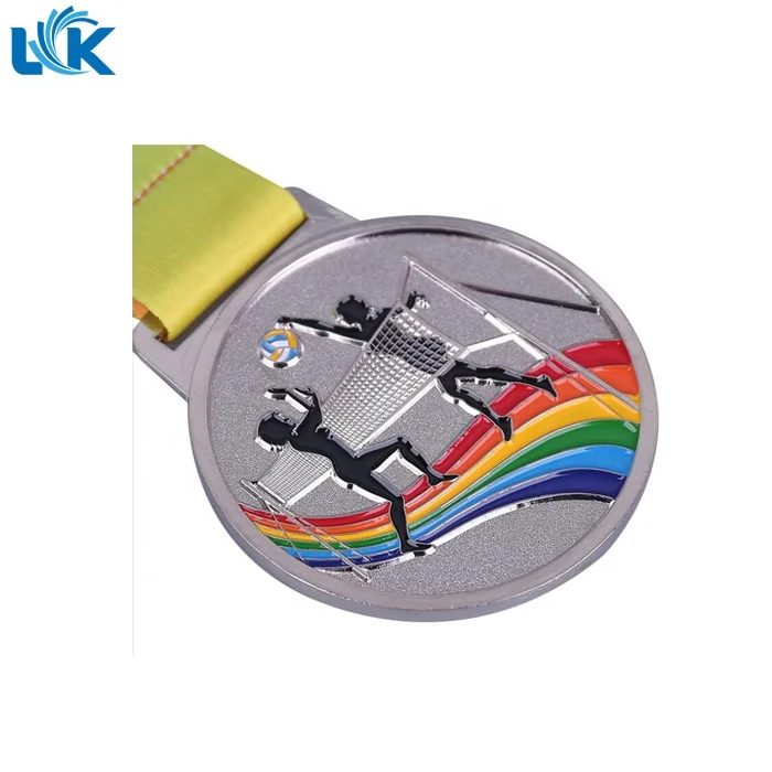 3D Engraved Logo High Quality Gold / Silver / Bronze Metal Volleyball Custom Medal