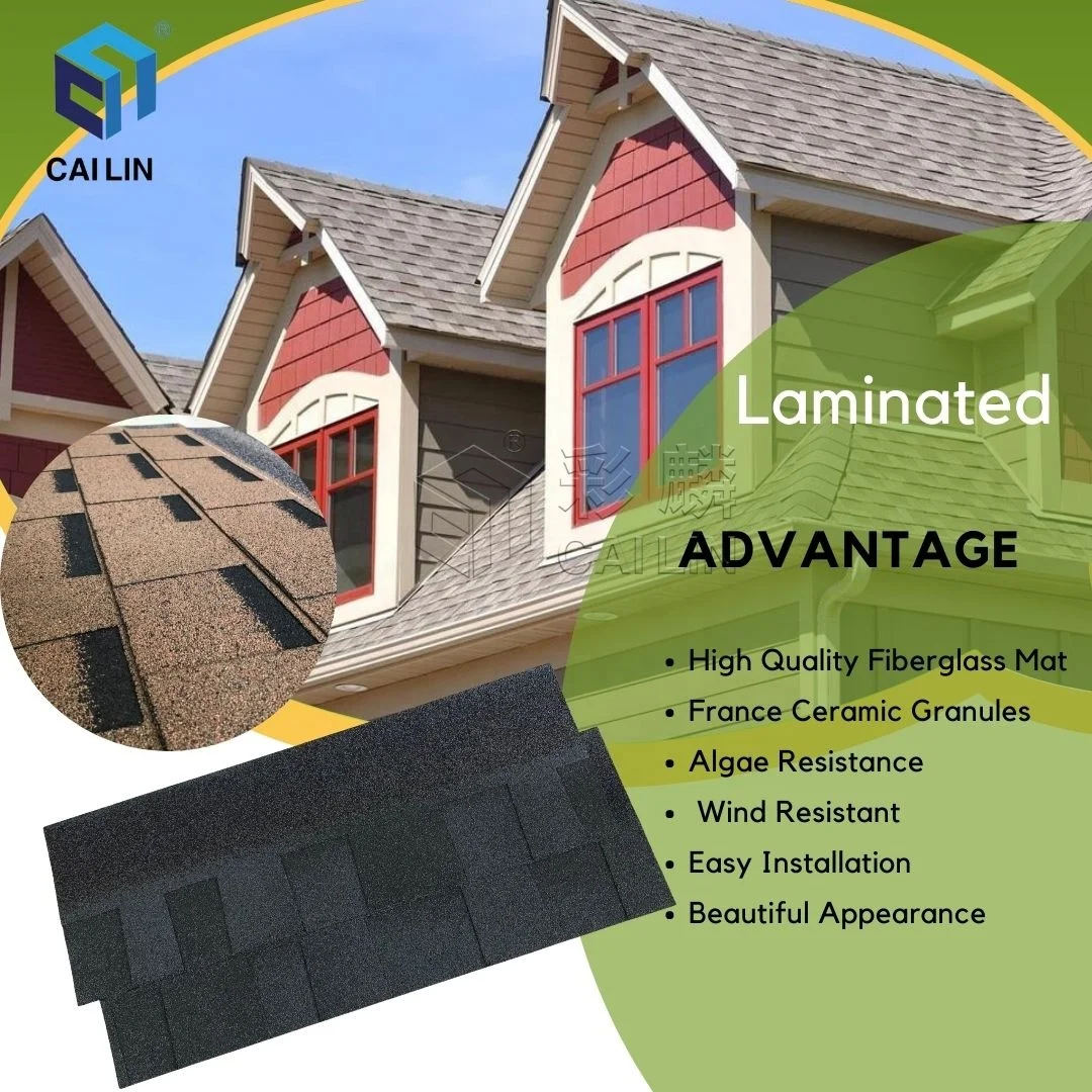 Roofing Materials Waterproofing Roof Sheet Laminated Shingle Fiberglass Reinforcement Asphalt Shingle