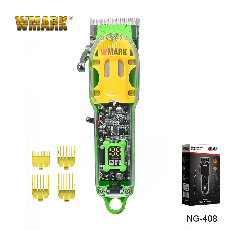 NG-408 RTS WMARK Water Transfer Base 6500RPM Transparent Rechargeable Electric Mens Hair Trimmer Barber Hair Clippers