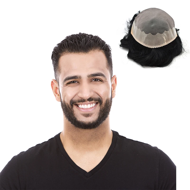 
Swiss Lace Durable Hairpieces Men Toupee Lace Front Men Wig Replacement System Human Hair Toupee For Men 