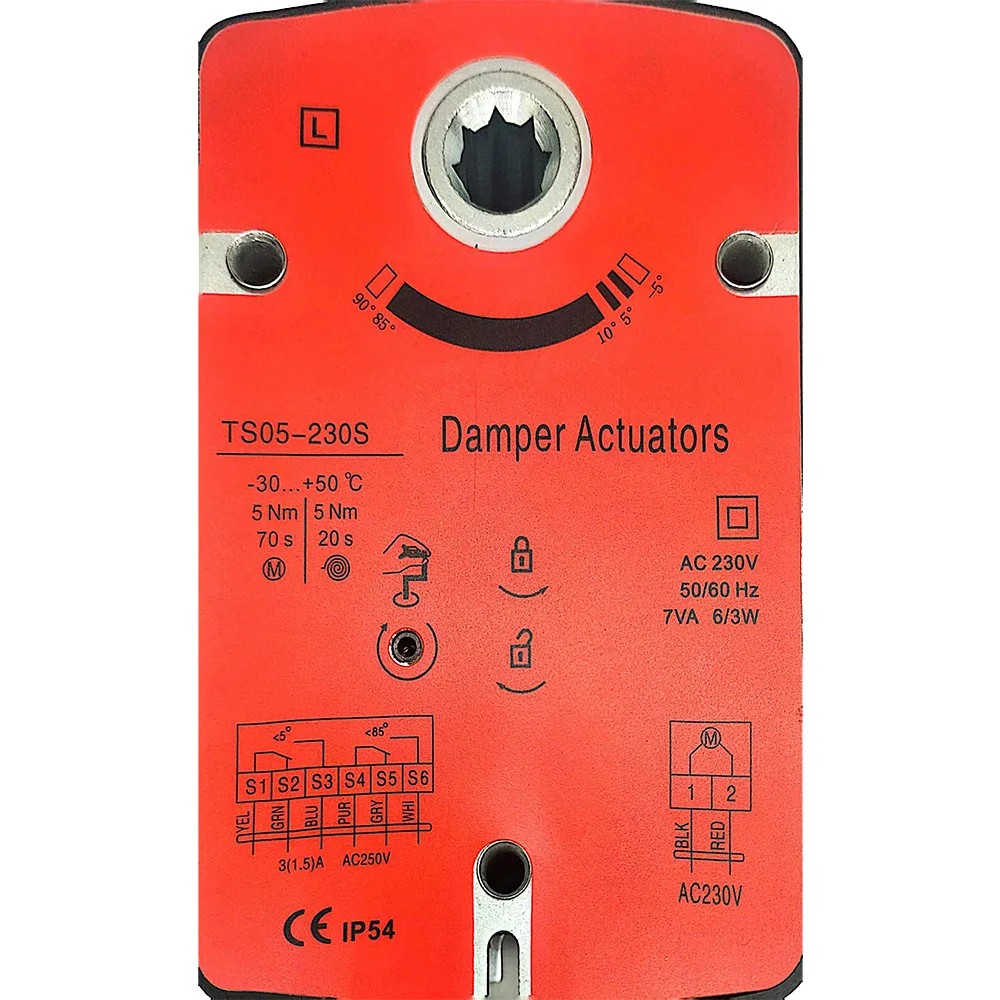 Manufacturer 230 Voltage HVAC System Damper Control  5Nm Circle Coupling Spring Return Damper Actuator For Air Conditioning