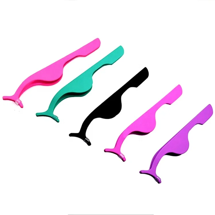 1pcs False Eyelash Tweezers Pro Fake Eye Lash Applicator Eyelash Extension Curler Nipper Clip Clamp Makeup Forceps Tools