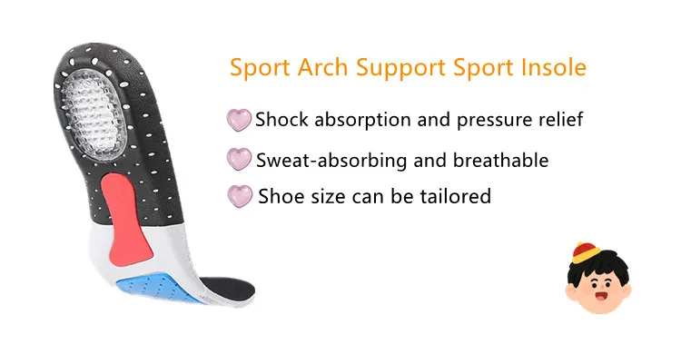 Silicone orthotic Insoles EVA Shock-Absorbing Arch Support and Cushioning Flat Foot Orthopedic Insoles for Plantar Fasciitis