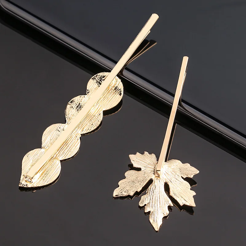 Simple Women Hair Accessories 2022 Fashion Metal Hair Clip Cute Bee Leaf Pattern Hair Clip For Girls