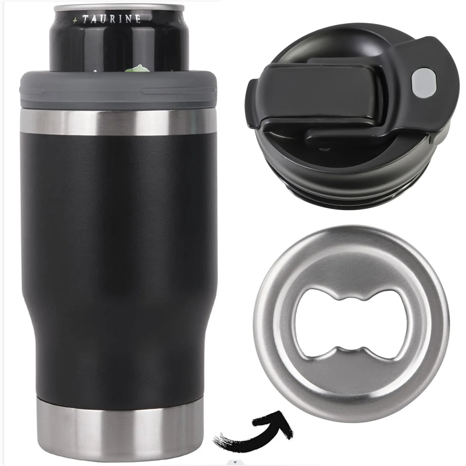 12oz Barbecue Essentials Colored 4 In 1 Colored Stainless Steel Beer Cooler Beer Can Tumbler Universal Can Cooler With Opener