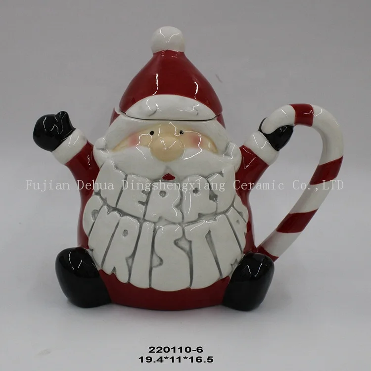 Custom Factory Design Ceramic Christmas Handmade Tableware Decorations Santa Claus Jug Pot