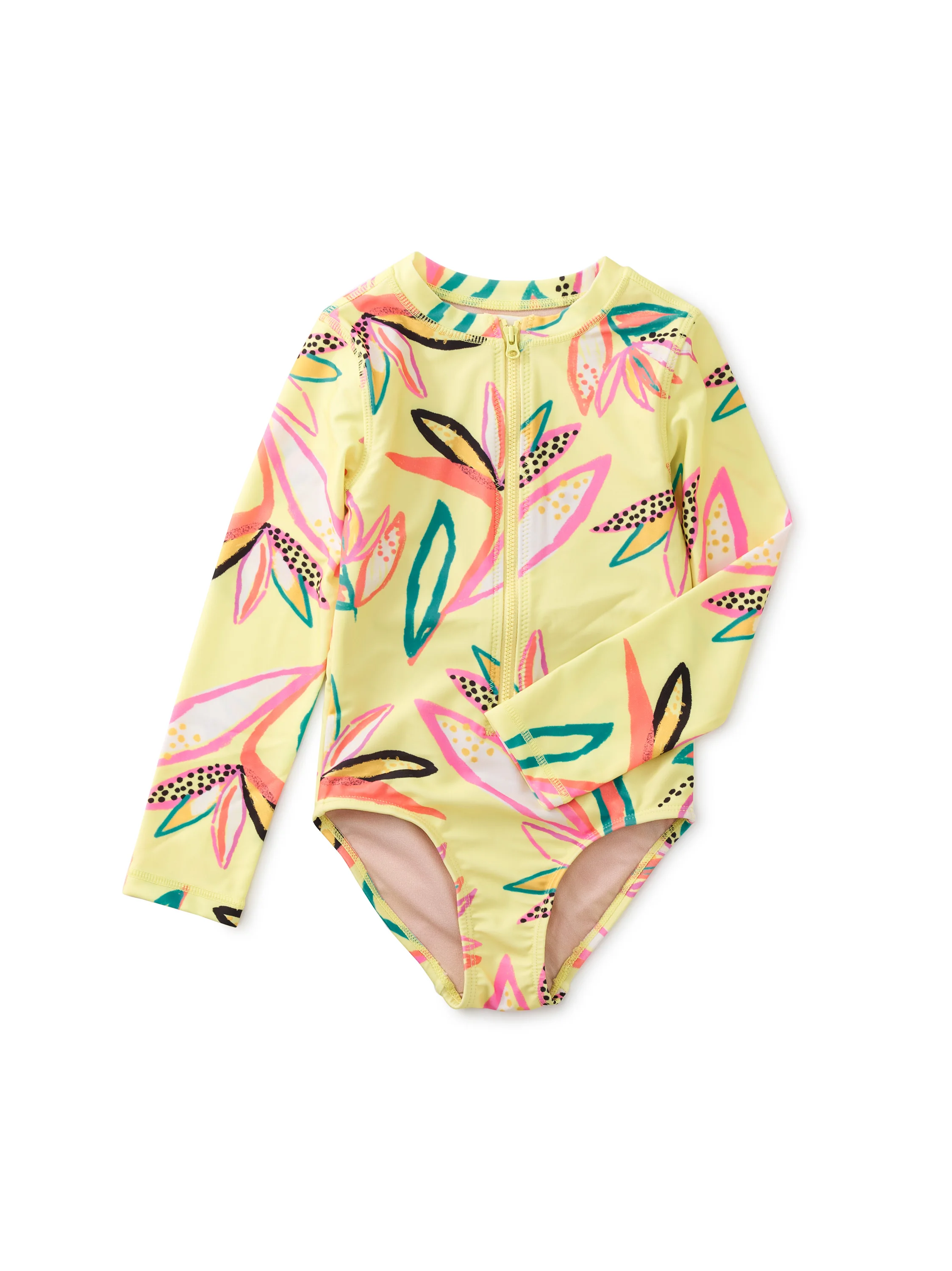 Освежающий индивидуальный цветочный принт UPF 50 + цельный пляжный детский купальник на молнии