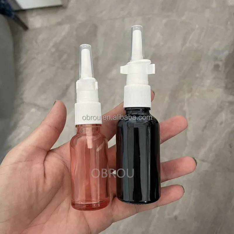 nose nozzle medical bottle 5ml 10ml 15ml 20ml 30ml 50ml 100ml glass bottles with white plastic fine mist nasal spray bottle