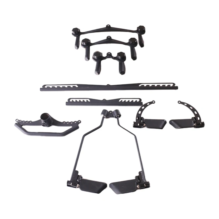 8 Piece Set Fitness Lat Pull Down T Handle Bar Rowing Rotating V-Bar Pulley Cable Machine Handle Grip Gym Equipment Back Trainer