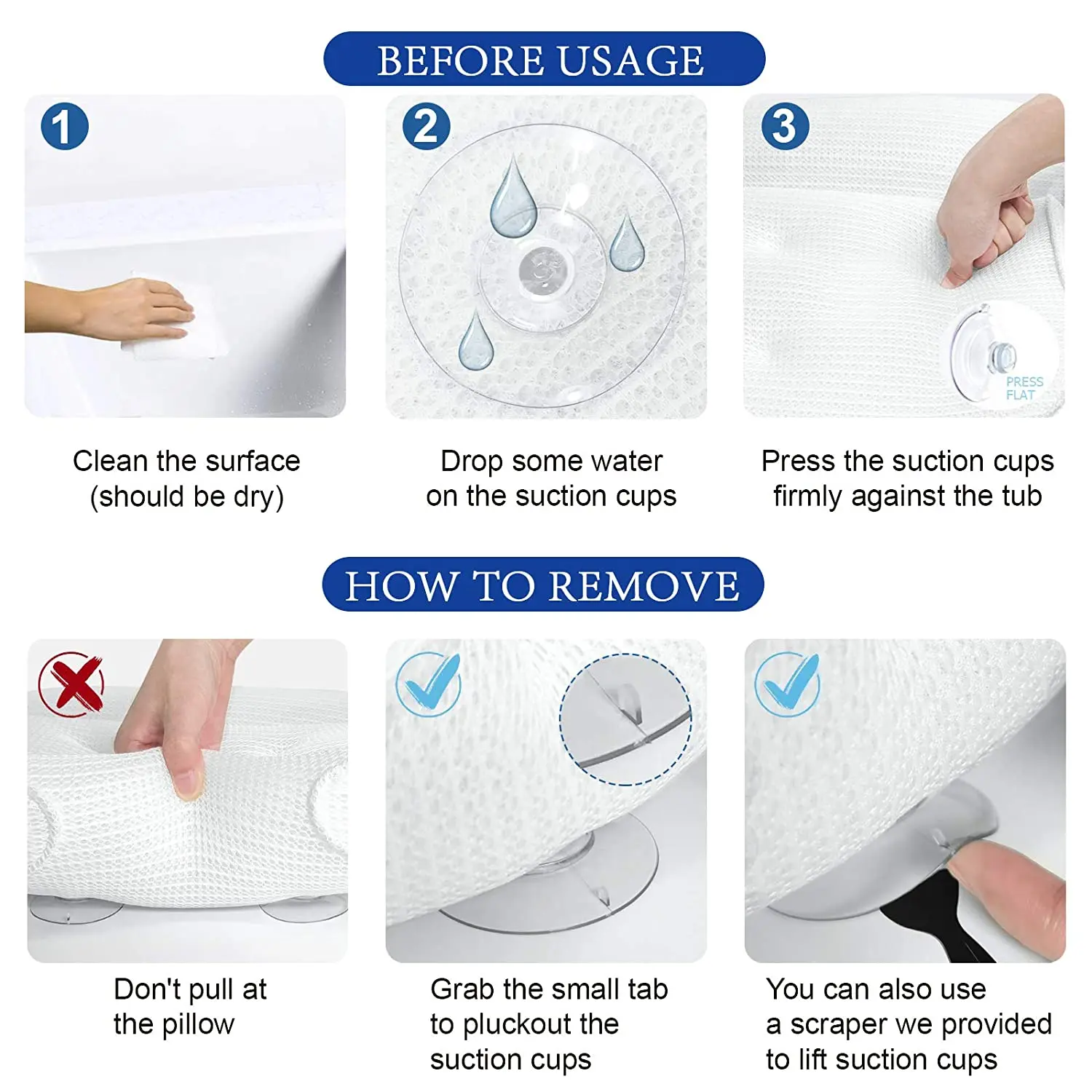 Factory Customized 3D Air  Mesh Bath Pillow for Tub Dry Fast Fluffy Soft Spa With Suction Cups  Comfortable  Bath Pillow