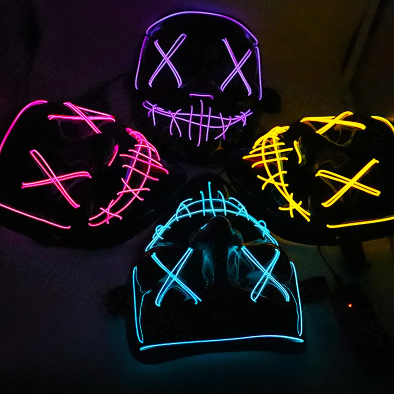 
 Светодиодная светящаяся маска для Хэллоуина, мужская светящаяся маска, аксессуары для костюма на Хэллоуин и вечеринку, страшная маска смерти  
