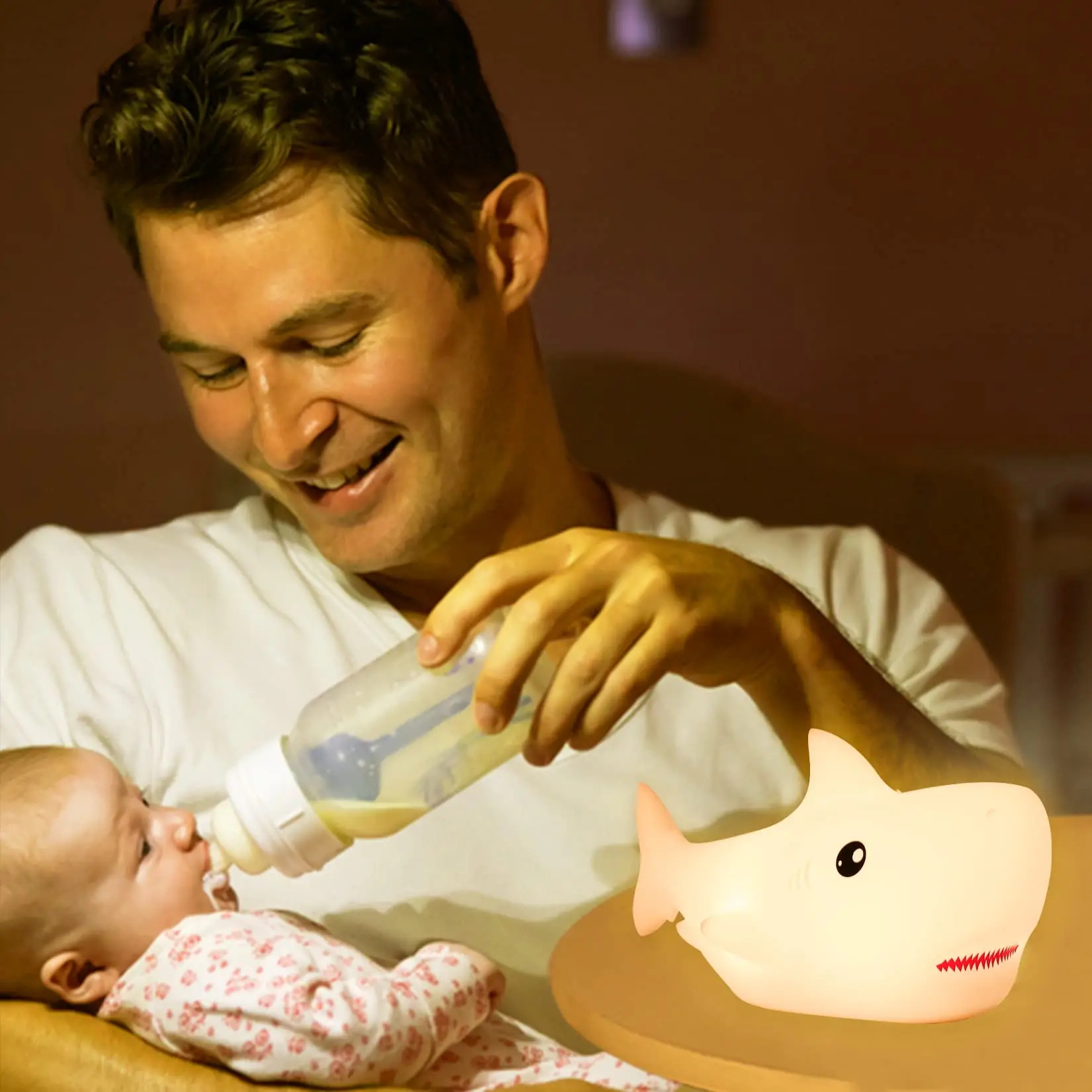 LED Children Night Light Shark Lamp 7 Color USB Rechargeable Silicone Bedroom Bedside Room Lamp for Kids Baby Girl Gift