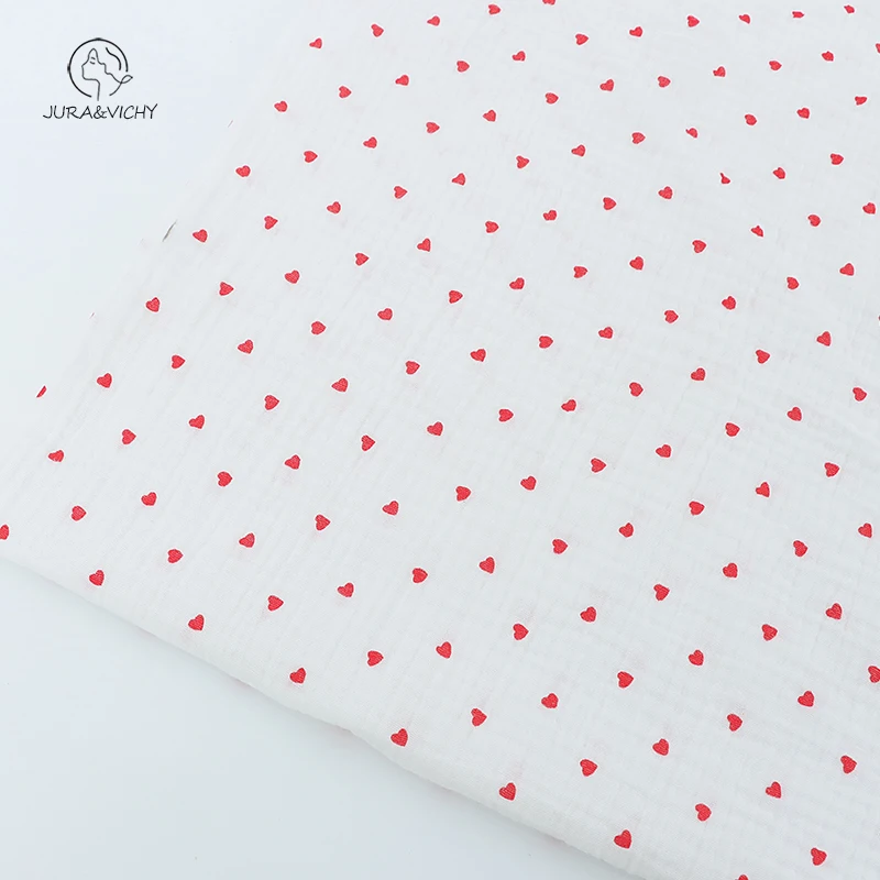 New desgin small love muslin gauze crepe fabric for  sleepwear  blanket