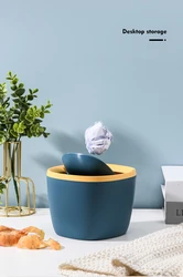 Mini plastic trash compactor swing lid desktop table top Trash Can bin