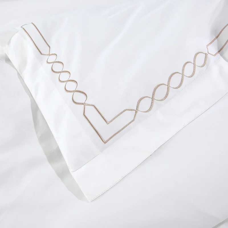 New Luxury Brand King Size 100% Cotton  60s Embroidery Satin Bedspread Bedding Sets Bed Sheet Brand