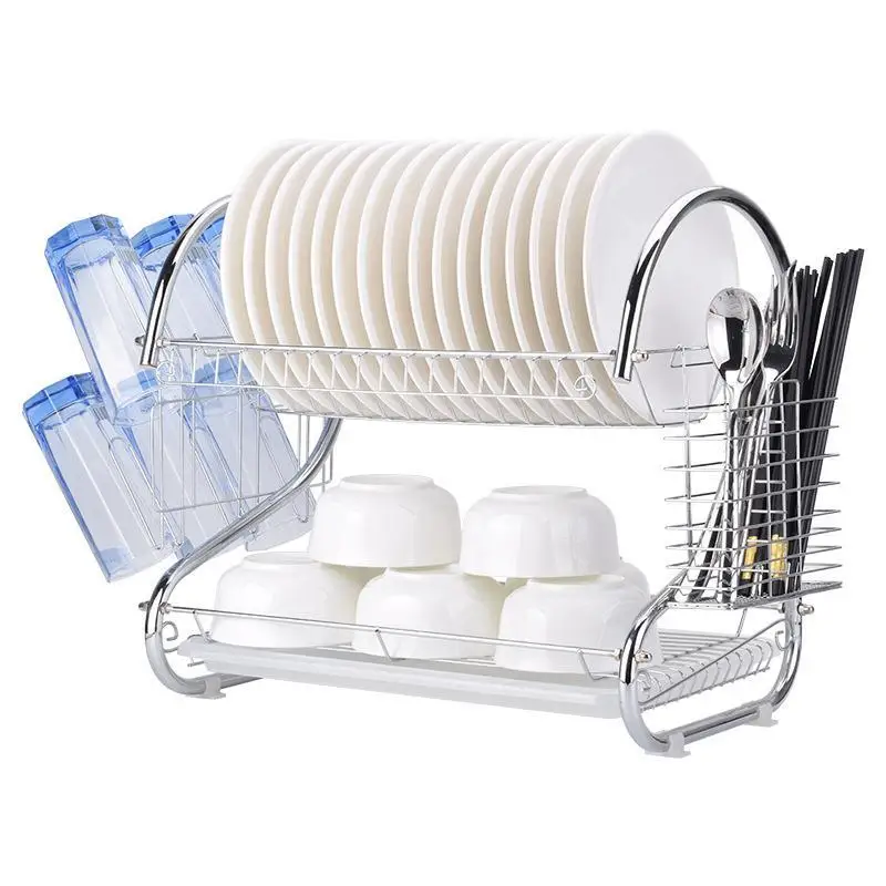 House Hold Items Metal Kitchen Storage Rack Dish Drying Kitchen Storage Racks Basket Organizer 2 Tier Stainless Steel