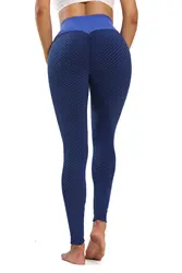 Women Sport Tight-Fitting Butt Lifting High Waist Honeycomb Jacquard Yoga Pants Stretchy Workout Leggings
