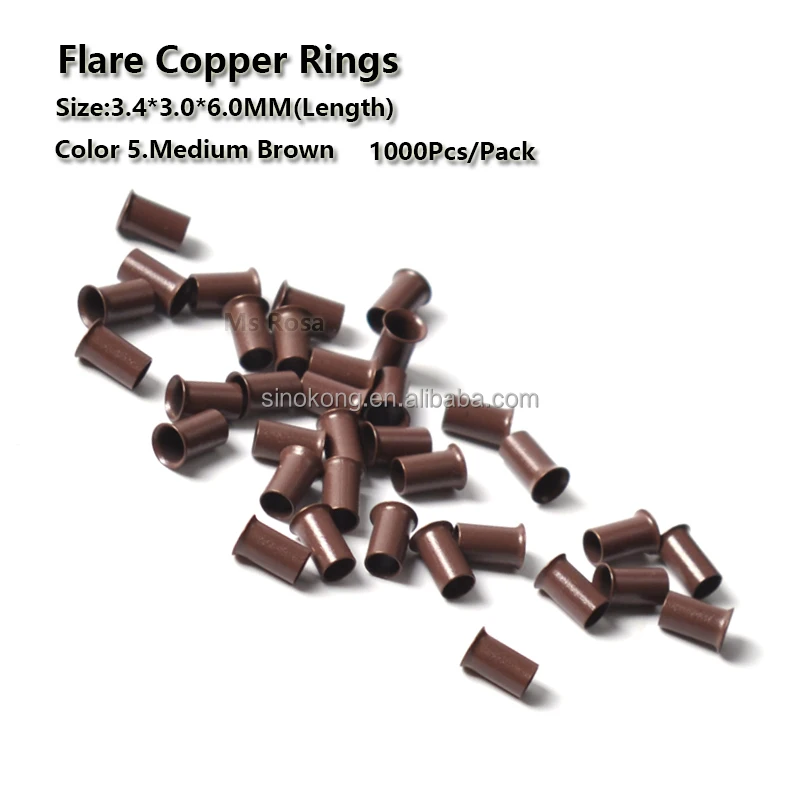 Wholesale 3.4*3.0*6.0mm flare link copper micro ring beads for hair extension accessories