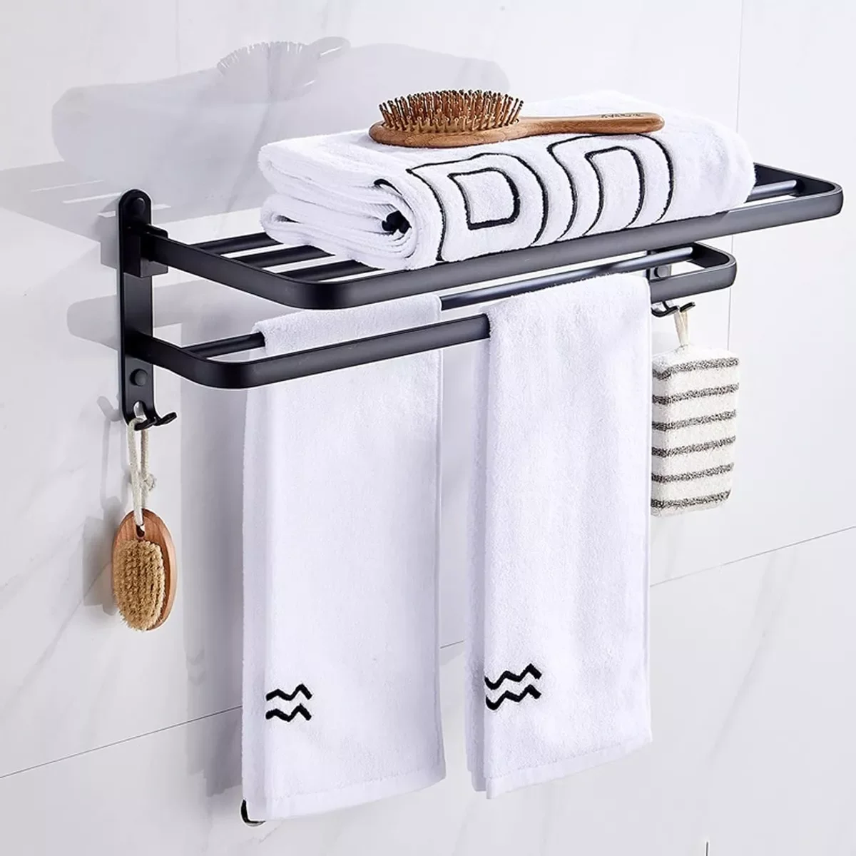 Stainless steel towel rack wall mounted activity towel rack for bathroom hotel apartment bathroom perforated towel rack
