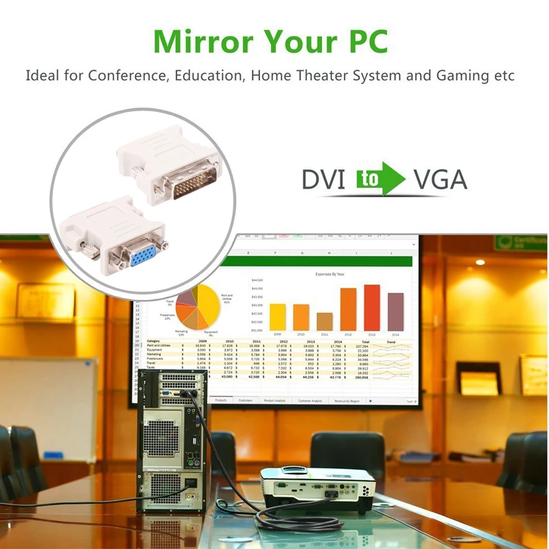 Amazon горячие продажи DVI Мужской к VGA переходник с внутренней резьбой DVI-I 24 + 5-разъемное зарядное usb-устройство для