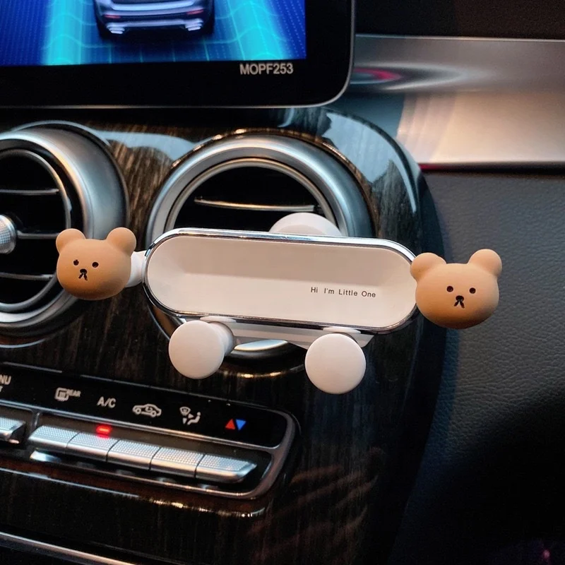 Car mobile phone holder, car air outlet, gravity, cute cartoon navigation stand