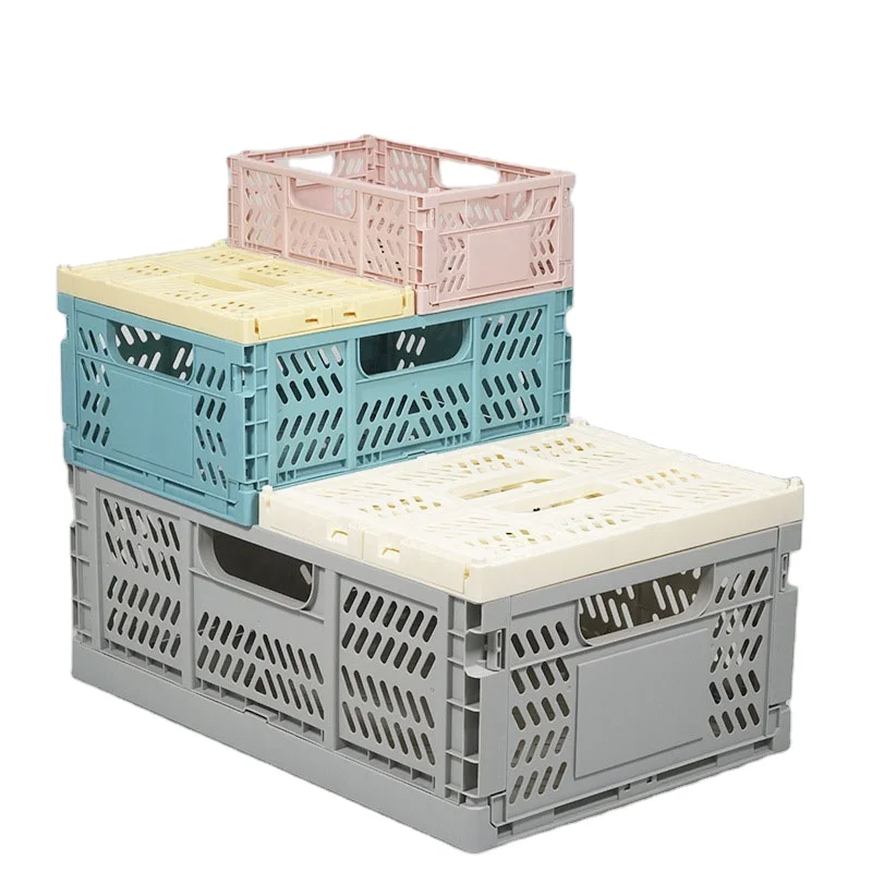 Korea Style Hot Selling Plastic Storage Box Folding Foldable Collapsible Crate for Fruits Vegetables (1600158778660)