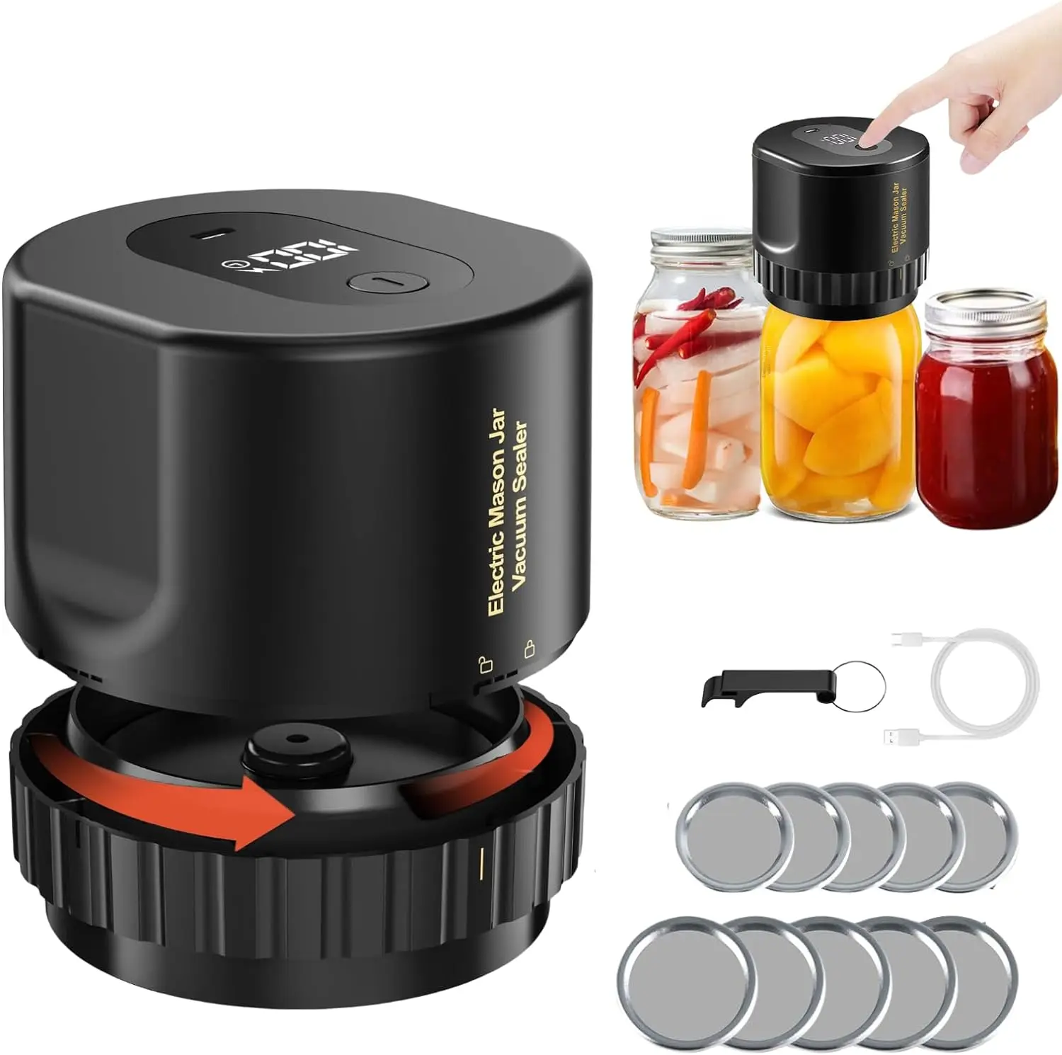 Manual Canning Tool Electrical Jar Sealer with Regular and Wide Mouth Lid Kitchen Appliance Automatic Electric Glass Jar Capper
