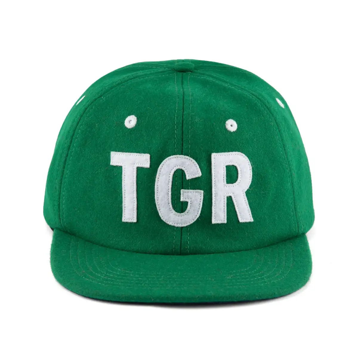 Wool hat custom logo unstructured green melton snapback cap with felt embroidery logo