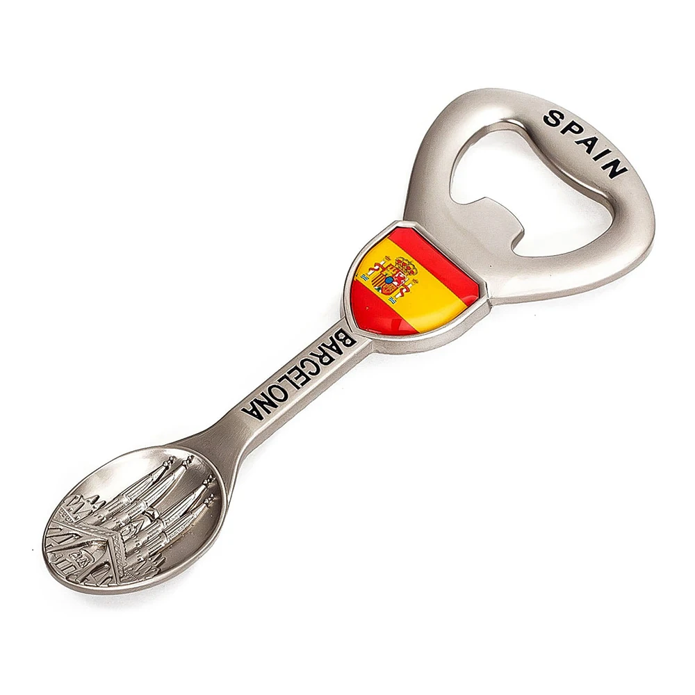Custom Pairs Berlin London Barcelona Tourist Travel Gifts Spoon Beer Bottle Opener Switzerland New York Souvenir Fridge Magnet