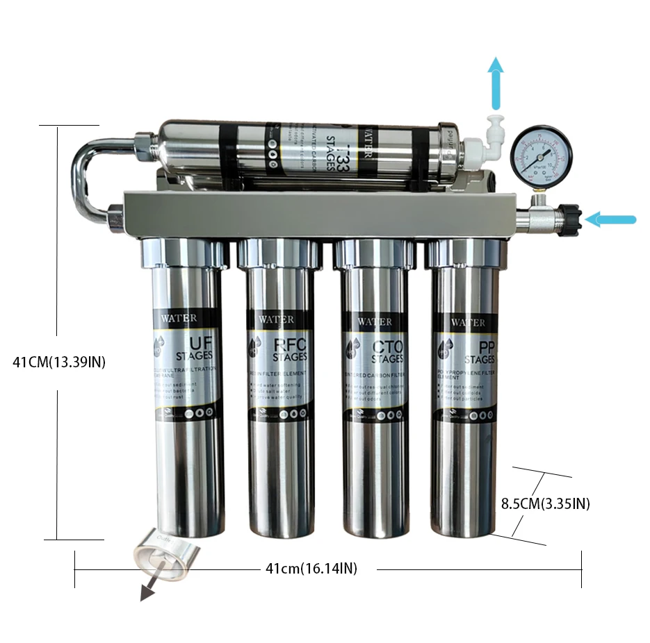 Multi-stage activated carbon resin ultrafiltration uf element stainless steel household manual water purifier water filter