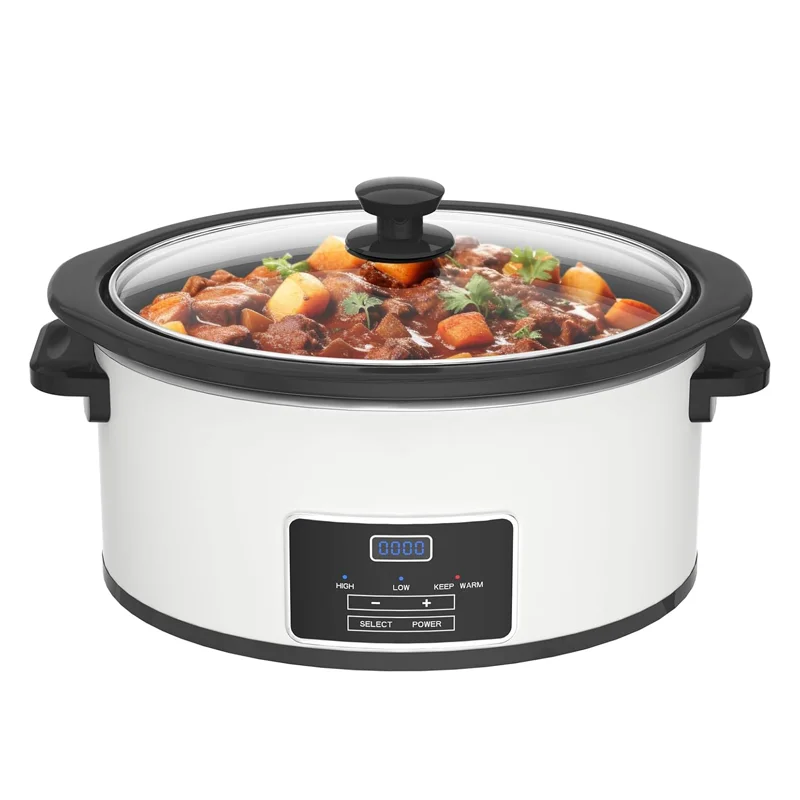 Large 6-Quart Programmable Slow Cooker with with Auto Warm Setting, Crock Pot for Family Holiday Dinners, Soup, 3 Heat Settings