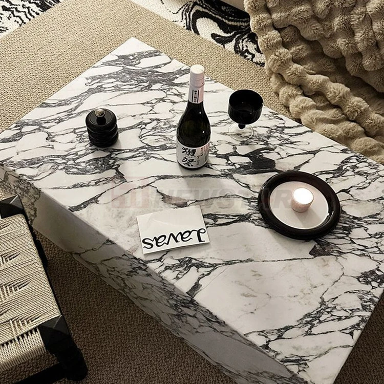 Newstar Luxury Italian Calacatta White Arabescato Corchia Plinth Carrara Cube Living Side Table Arabescato Marble Coffee Table