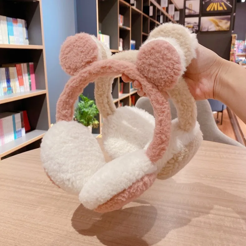 Factory custom OEM cute girls winter warm fuzzy ear muff for kids children